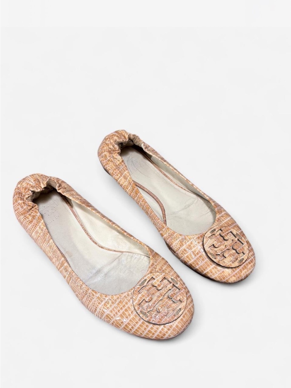 Tory Burch Reva Lizard Embossed Leather Ballet Flats